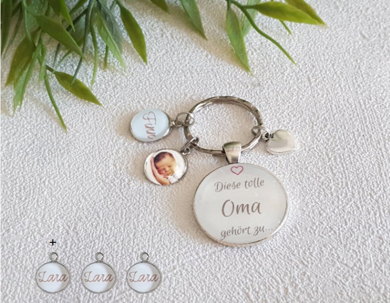 Personalisierter Schlüsselanhänger mit eigenem Bild Geschenke Mama Oma anhänger Herz Enkel Geschenkidee fotogeschenk kinder 2 Anhänger + 3 extra