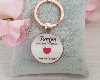 Personalisierter Schlüsselanhänger Handmade Cabochonschmuck anhänger Tante Geschenkidee fotogeschenk roséfarben