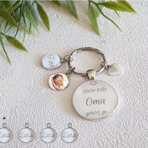 Personalisierter Schlüsselanhänger mit eigenem Bild Geschenke Mama Oma anhänger Herz Enkel Geschenkidee fotogeschenk kinder 2 Anhänger + 4 extra