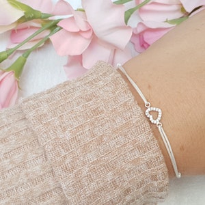 925 Silber Glücksarmband Freundschaftsarmband verschiedene Farben Silberschmuck geschenkidee filigranes Armband Herz mit steinchen Bild 2