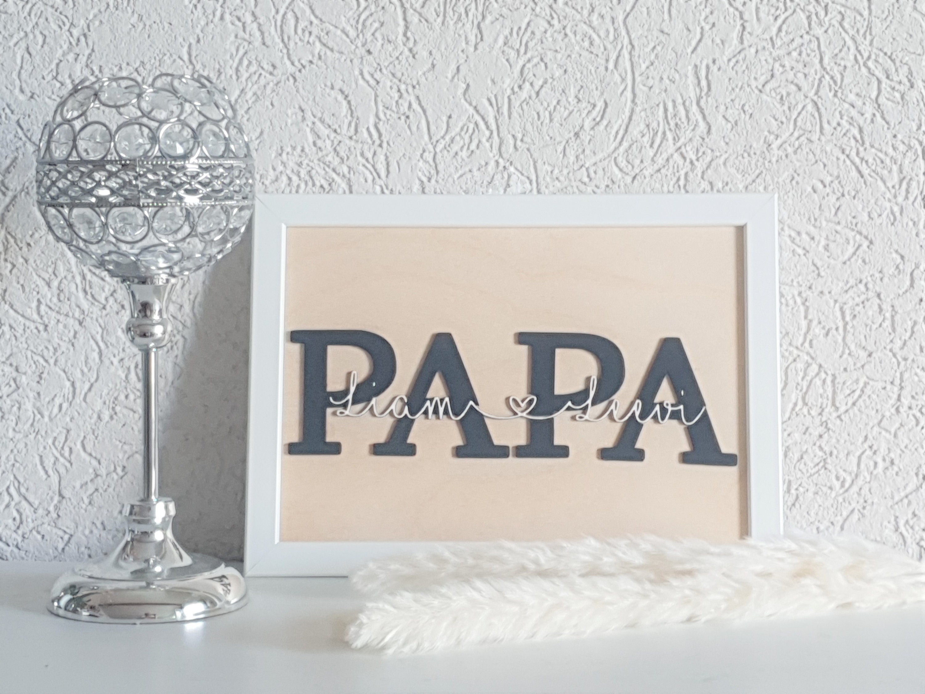 Papa Holzschild Bilderrahmen Personalisiert Namen der Kinder Baby Geschenkidee Geburt Holzschild vatertag geschenk