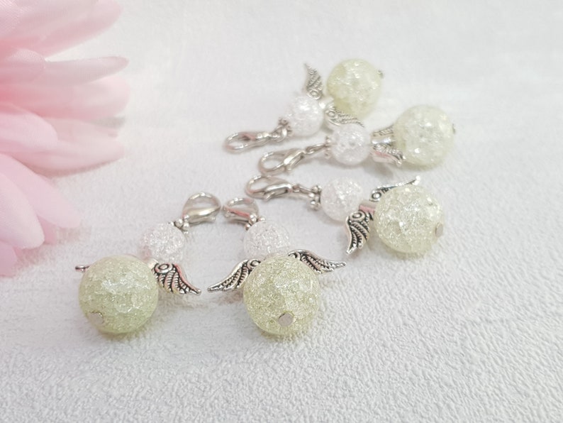 5 Perlenengel aus Glasperlen Schutzengel Schlüsselanhänger Grün Kettenanhänger geschenkidee Bild 3