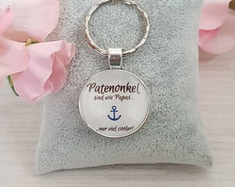 Personalisierter Schlüsselanhänger mit patenonkel Handmade Cabochonschmuck engel Patenonkel sind cooler  Geschenkidee fotogeschenk