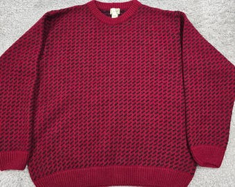 L.L. Bean Mens Red Birdseye Wool Sweater Size XXL Nordic Cabin Heritage Norway
