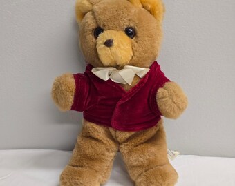 Mary Meyer Plush Teddy Bear Red Velvet Jacket Bow Tie Stuffed Toy Kids