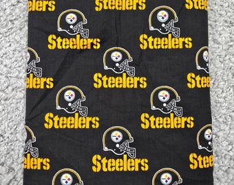 Vintage Pittsburgh Steelers Fabric 1997 NFL Cotton Black 57x80 Logo Craft