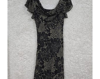 Connected Apparel Womens Beaded Mesh Midi Dress Size M Y2K Grunge Romantic