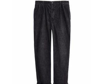Polo Ralph Lauren Hammond Pant Mens 38x32 Black Corduroy Pleated Dark Academia
