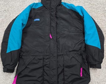 Vintage Columbia Interchange Jacket Womens Large Black Teal Pink 3-in-1 90s Ski