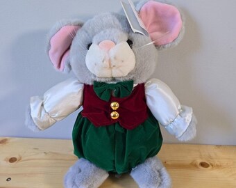 Vintage Gibson Greetings Chris Mouse Plush Velvet 1990s Stuffed Animal Toy