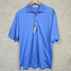 Vintage Peter Millar Solid Polo Herr Mellanblå Siemens Mercerized Cotton Golf