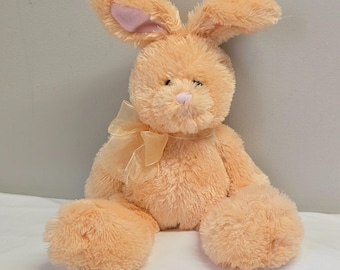 Gund Heads & Tales Plush Bunny Rabbit Orange Bow stuffed animal soft cuddly