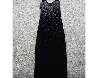 Scott McClintock Halter Gown Womens 8P Black Velvet Rhinestone Millennium 2000