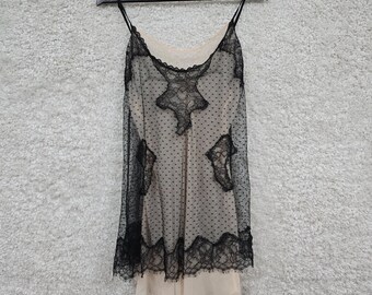 Victorias Secret Womens Mesh Lace Polka Dot Slip Chemise Size M Vintage Romantic