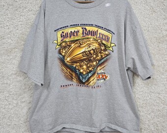 Vintage Lee Sport Super Bowl XXXV Mens Graphic T Shirt Grey Size 2XL NFL 2001