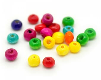 10 Herz Holzperlen bunt 17mm Fädelloch 2-2,5mm mit Punkten Schnullerkette heart