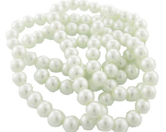 Glass Wax Beads 8 mm x 84 cm Strand 105 piece White