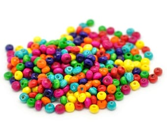 200 Wooden Beads 4 x 3 mm mixed Rondelle disc