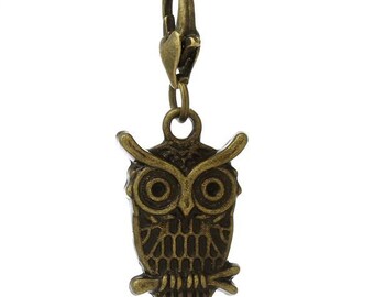 Charm Pendant Bronze Owl 36.5 x 15 mm