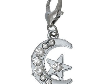 Pendant for charm bracelet Moon with star 35 x 15 mm