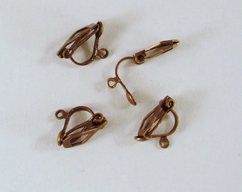 10 Clip Earrings with eyelet 12 x 6 mm Antique Bronzefarben