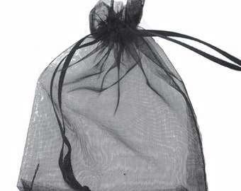 10 Organza Pouch Bag 9 x 12 cm black