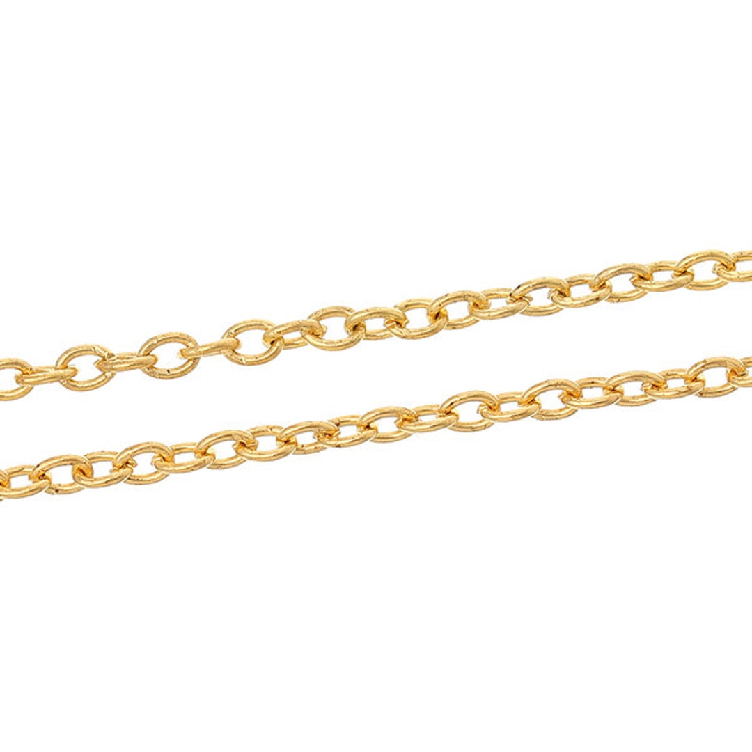 Link Chain 3 X 2 Mm 1 M New Eyelets Necklace Gold Color Etsy