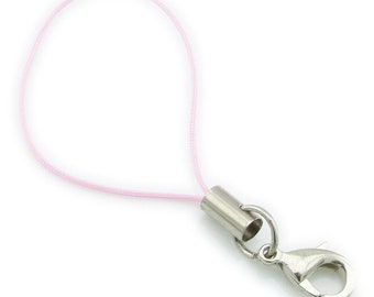 5 Cell phone pendant 7 cm silver color pink