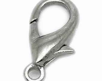 10 Karabiner Verschluss 14mm  antiksilber Schließe