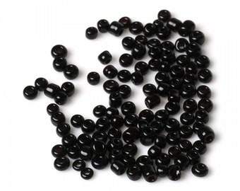 100g ca. 3100 Rocailles (3,94€ pro 100g) 3x3mm schwarz Keramik Beads Saatperlen