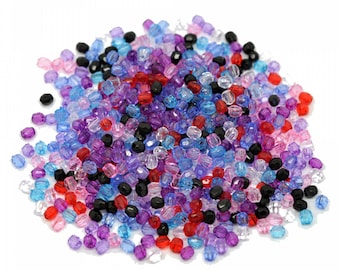 200 facettierte Perlen 4mm Farben Mix Kunststoff Acryl faceted Spacer Bead klein