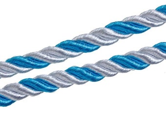 1 m cotton cord 5 mm band rotated white blue