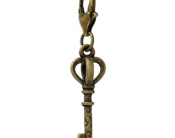 Charm Pendant Bronze key 40 x 8 mm