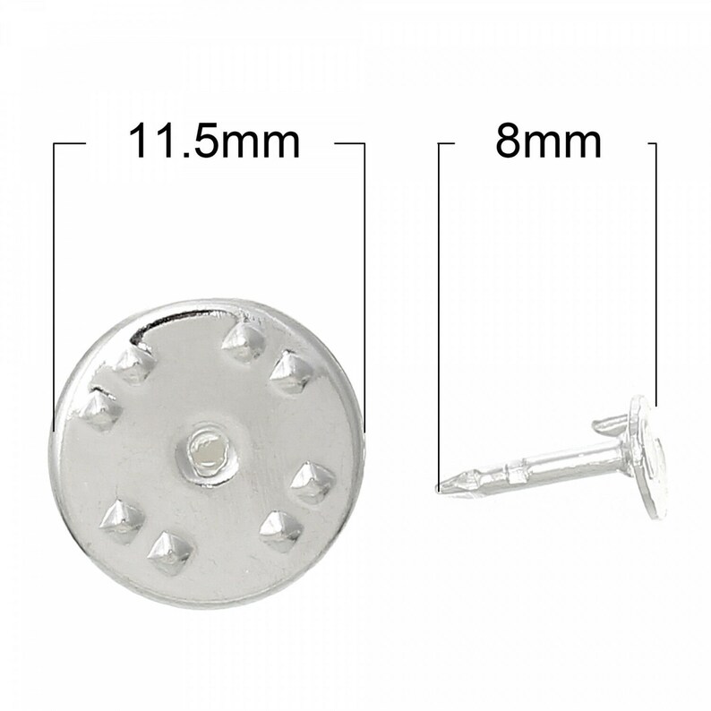 10 Lapel fasten Blanks Adhesive Surface 4.5mm Brooch Tie stick glue