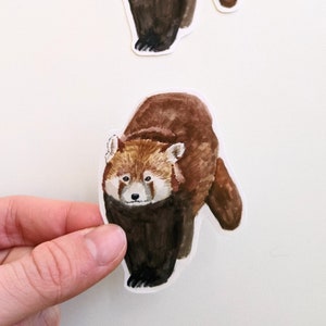 Rode Panda Stickers, Aquarel Animal Stickers, Voor flessen water, laptops, notebooks