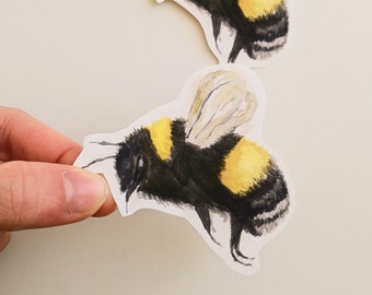 Vinylsticker bij, sticker aquarel hommel, voor laptops, waterflessen en tijdschriften
