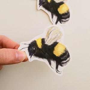 Pegatina de vinilo de abeja, pegatina de abejorro de acuarela, para portátiles, botellas de agua y diarios.