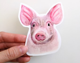Pig Stickers, Adorable Pink Pig Vinyl Stickers, For Water Bottles and Laptops
