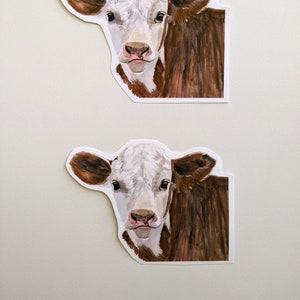 Autocollant bébé vache, autocollants en vinyle de veau aquarelle, pour bouteilles d'eau, ordinateurs portables et revues