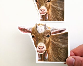 Goat Sticker, Watercolor Baby Goat Vinyl Stickers, For Water Bottles, Laptops and Journals