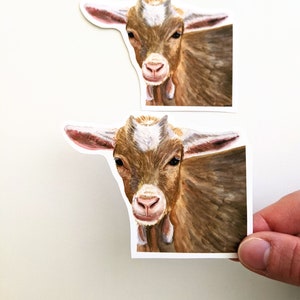 Goat Sticker, Watercolor Baby Goat Vinyl Stickers, For Water Bottles, Laptops and Journals