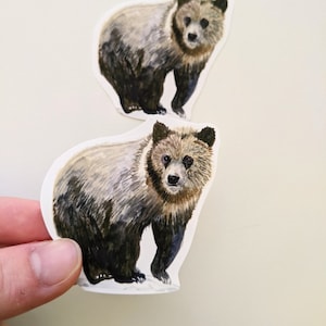 Adesivos de urso, adesivos de vinil de filhote de urso em aquarela, para garrafas de água, laptops e diários