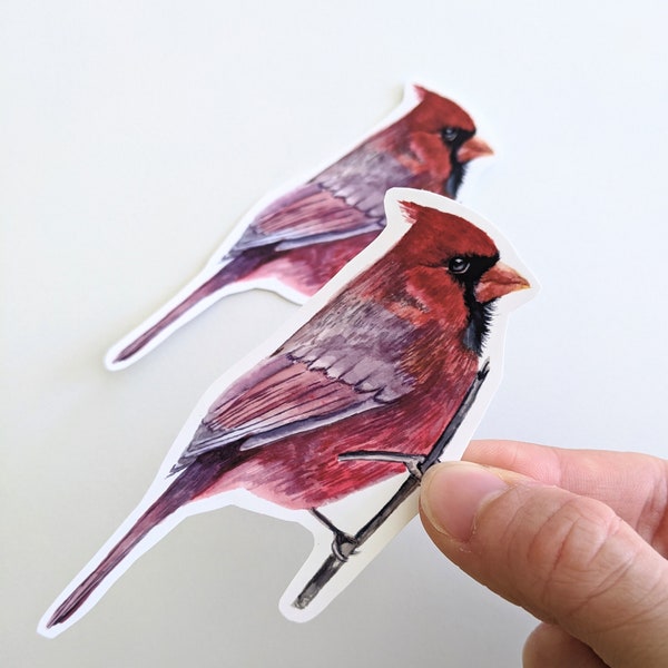 Cardinal Sticker, Watercolor Cardinal Bird Vinyl Sticker, For Water Bottles and Laptops, ONLY one unless you buy more