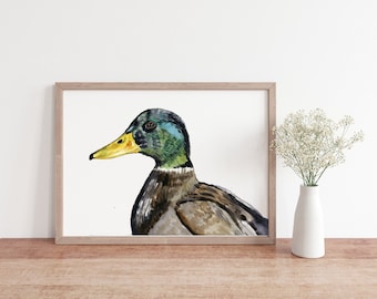 Watercolor Mallard Duck, ORIGINAL Artwork, 9"x12" Painting, Wildlife Art, Duck Animal Painting, Home Decor, Wall Art