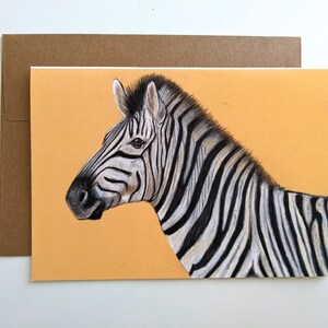 Carte de vœux Zebra, Art de la faune africaine, Intérieur vierge, 5 « x7 »
