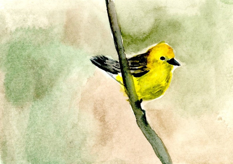 Bird on Branch Tree in the Storm 2.5x3.5 inches Deer in Meadows 3 ACEO Original MINATURE Watercolor Paintings