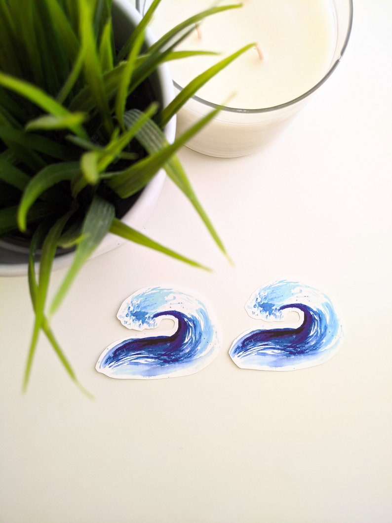 Ocean Wave Sticker Watercolor Vinyl Sticker for Laptops and | Etsy