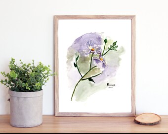 水彩画の紫色の花、オリジナルの水彩画の花の絵画、手描き 9