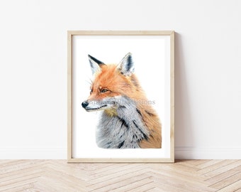 ORIGINAL Fox Artwork, 11"x14" Wildlife Drawing, Colored Pencil Wall Art, Study of the Fox
