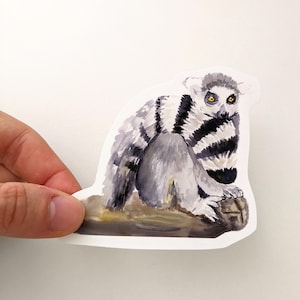 Autocollants Lemur, Sticker Lemur à l’aquarelle, Pour bouteilles d’eau, Ordinateurs portables, Journaux